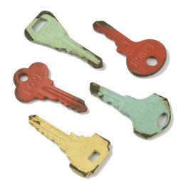LIV-73, Chiavi vintage, calamite da frigo con effetto usato, set da 5