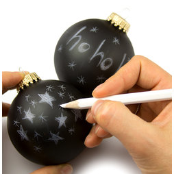 LIV-78, Palline per l'albero di Natale 'Black Magic', scrivibili con pastello bianco, set da 2, non magnetico!
