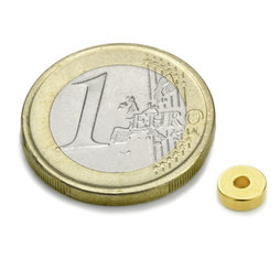 R-06-02-02-G, Anello magnetico Ø 6/2 mm, altezza 2 mm, neodimio, N45, dorato