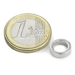 R-10-07-03-DN, Anello magnetico Ø 10/7 mm, altezza 3 mm, neodimio, N45, nichelato, magnetizzato diametralmente