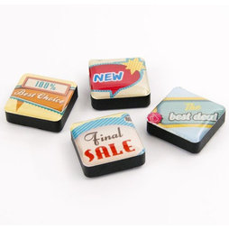 SALE-053/signs, Iconos venta, imanes decorativos cuadrados, 4 uds., con diferentes diseños