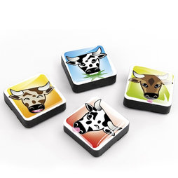 SALE-053/mooh, Icons, magneti decorativi quadrati, set da 4, mucche