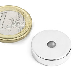R-20-04-05-N, Anello magnetico Ø 20/4,2 mm, altezza 5 mm, neodimio, N45, nichelato