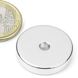 R-25-04-05-N, Anello magnetico Ø 25/4,2 mm, altezza 5 mm, neodimio, N45, nichelato