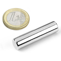S-10-40-N, Cilindro magnetico Ø 10 mm, altezza 40 mm, neodimio, N40, nichelato