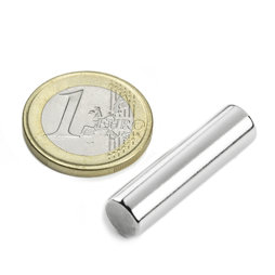 S-08-30-N, Cilindro magnetico Ø 8 mm, altezza 30 mm, neodimio, N42, nichelato