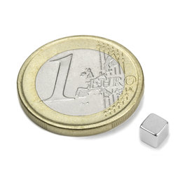 W-04-N, Cubo magnetico 4 mm, neodimio, N42, nichelato