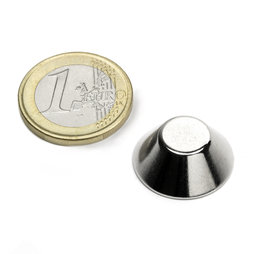 CN-20-10-08-N, Cono magnetico Ø 20/10 mm, altezza 8 mm, neodimio, N38, nichelato
