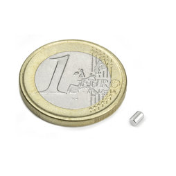 S-02-03-N, Stabmagnet Ø 2 mm, Höhe 3 mm, Neodym, N45, vernickelt