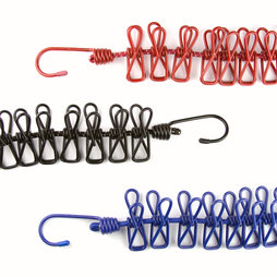 M-62, Filo universale con mollette, elastico, 1,4 m non teso, con 10 mollette metalliche, non magnetico!