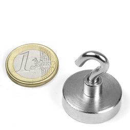 FTN-25, Magnete con gancio, Ø 25 mm, Filettatura M4, forza di attrazione ca. 18 kg