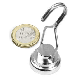 FTNT-25, Magnete con base in acciaio con gancio girevole, Ø 25 mm, forza di attrazione ca. 20 kg