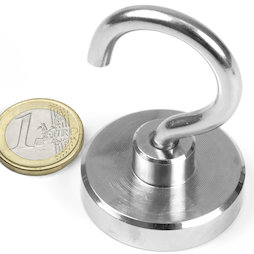 FTN-40, Magnete con gancio Ø 40 mm, filettatura M6, forza di attrazione ca. 55 kg