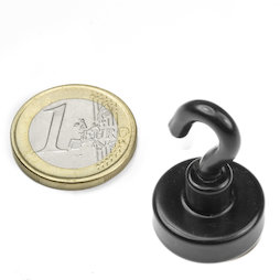 FTNB-20, Magnete con gancio nero Ø 20,3 mm, verniciato a polvere, filettatura M4
