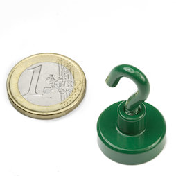 FTNG-20, Magnete con gancio verde, Ø 20,3 mm, verniciato a polvere, filettatura M4