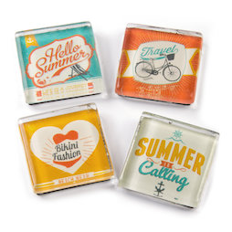 SALE-094, Summer, calamite da frigo con motivi estivi, set da 4