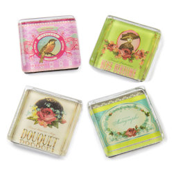 SALE-095, Bouquet, calamite da frigo con bouquet di fiori, set da 4