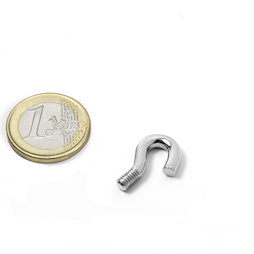 STH-5.5, gancio da avvitare diametro interno 5,5 mm, acciaio, nichelato, filettatura M4