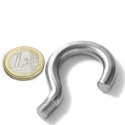 STH-22, gancio da avvitare diametro interno 22 mm, acciaio, nichelato, filettatura M8