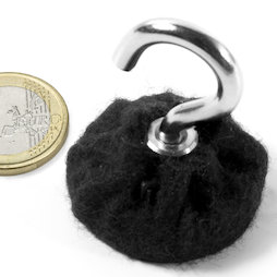 M-HOOK-32/black, Set di ganci con protezione antigraffio, base ricoperta di feltro, nero
