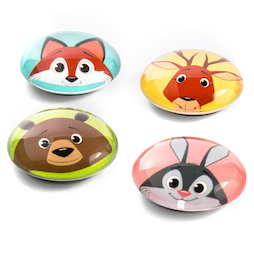 LIV-105, Funimals, bottoni magnetici con allegre facce di animali, set da 4