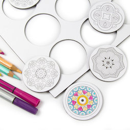 LIV-108, Mandala, calamite da frigo da colorare, rotonde, set da 9