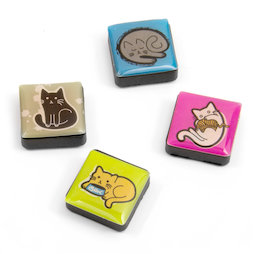 SALE-053/cats, Icons, magneti decorativi quadrati, set da 4, gatti