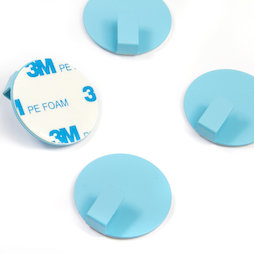 SALE-115, Ganci metallici autoadesivi, rotondi, blu, set da 4, non sono magneti!
