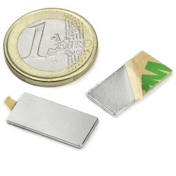 Q-20-10-01-STIC, Parallelepipedo magnetico (autoadesivo) 20 x 10 x 1 mm, neodimio, N35, nichelato