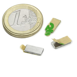 Q-10-05-01-STIC, Parallelepipedo magnetico autoadesivo 10 x 5 x 1 mm, neodimio, N35, nichelato