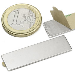 Q-40-12-01-STIC, Parallelepipedo magnetico (autoadesivo) 40 x 12 x 1 mm, neodimio, N35, nichelato