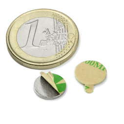 S-10-01-STIC, Disco magnetico autoadesivo Ø 10 mm, altezza 1 mm, neodimio, N35, nichelato
