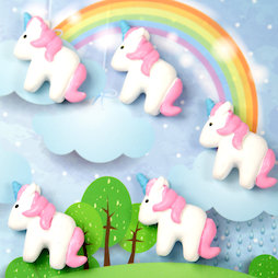 LIV-115, Unicorno, magneti decorativi a forma di unicorno, bianco-rosa, set da 5