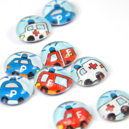 LIV-118, Rescue vehicles, handmade fridge magnets, set of 3