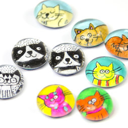 LIV-121, Gatti, calamite da frigo fatte a mano, set da 3