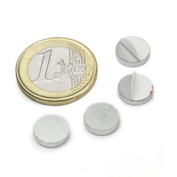 PAS-10, Disco metallico autoadesivo Ø 10 mm, come controparte per i magneti, non è un magnete!