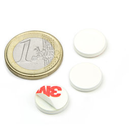 PAS-13-W, Disco metallico autoadesivo bianco Ø 13 mm, come controparte per i magneti, non è un magnete!