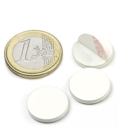 PAS-16-W, Disco metallico autoadesivo, bianco, Ø 16 mm, come controparte per i magneti, non è un magnete!