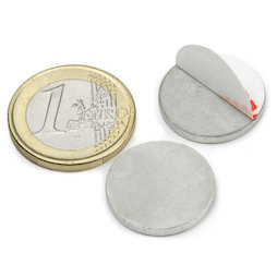 PAS-20, Disco metallico autoadesivo Ø 20 mm, come controparte per i magneti, non è un magnete!