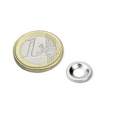MD-12, Disco metallico con foro svasato Ø 12 mm, come controparte per i magneti, non è un magnete!