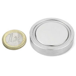 FGN-42, Magnete con base in acciaio da incollare, Ø 42 mm