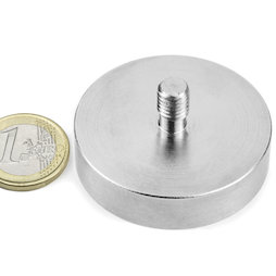 GTN-48, Imán en recipiente con vástago roscado Ø 48 mm, rosca M8, fza. sujec. aprox. 85 kg