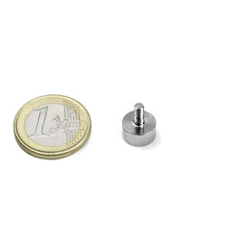 GTN-10, Magnete con base in acciaio con gambo filettato Ø 10 mm, filettatura M3, forza di attrazione ca. 2,5 kg