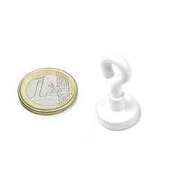 OTNW-16, Topfmagnet mit Öse weiß Ø 16,3 mm, pulverbeschichtet, Gewinde M4