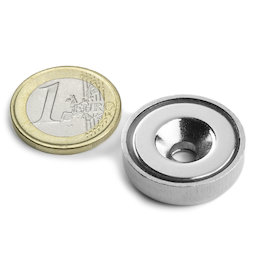 CSN-25, Magnete con base in acciaio con foro svasato, Ø 25 mm, forza di attrazione ca. 19 kg