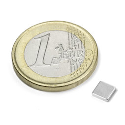 Q-CDM50-N, Quadermagnet 5 x 5 x 1,2 mm, Neodym, N50, vernickelt