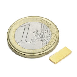 Q-10-04-1.2-G, Parallelepipedo magnetico 10 x 4 x 1,2 mm, neodimio, N50, dorato