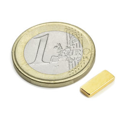 Q-10-04-1.5-G, Parallelepipedo magnetico 10 x 4 x 1,5 mm, neodimio, N50, dorato