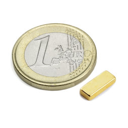 Q-10-04-02-G, Parallelepipedo magnetico 10 x 4 x 2 mm, neodimio, N50, dorato