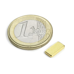Q-10-05-1.5-G, Parallelepipedo magnetico 10 x 5 x 1,5 mm, neodimio, N50, dorato